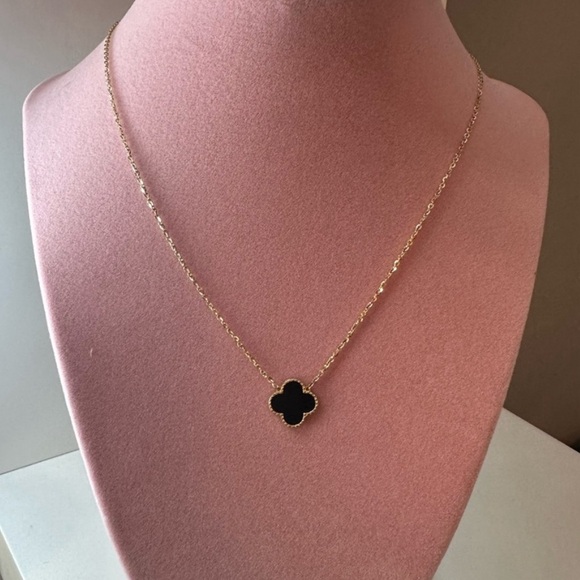 Jewelry - 10k gold clover necklace real yellow gold 17 in. Italy